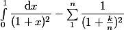 \int_0^1\dfrac{\text{d}x}{(1+x)^2}-\sum_1^n \dfrac 1{(1 + \frac k n)^2}